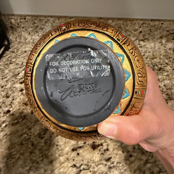 Elegant Blue and Gold Egyptian Decorative Vase - Picture 8 of 8